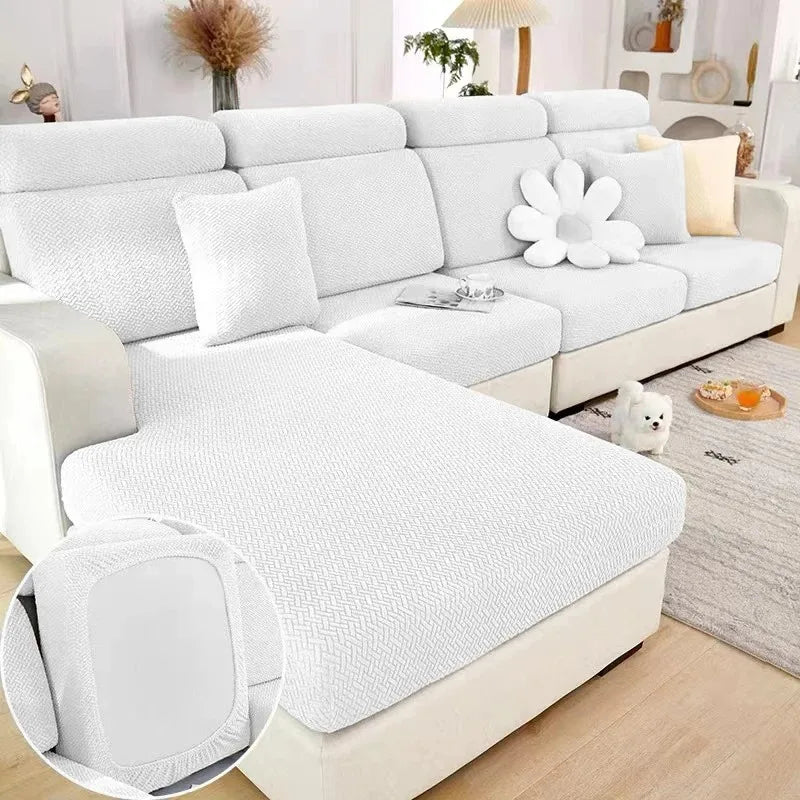 Jacquard Sofa Cushion Cover Protector Solid Color Stretch Removable Sofa Seat Slipcover for Bedroom Office Living Room Home