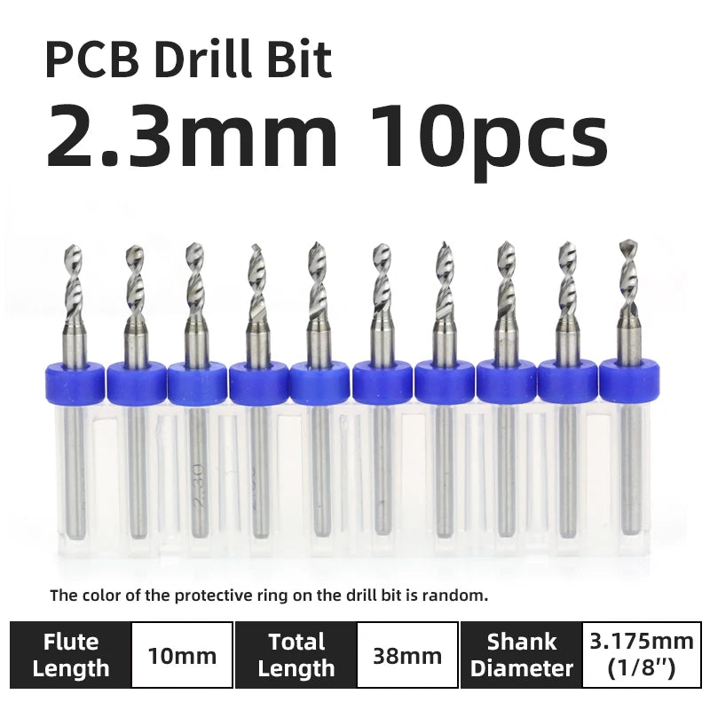 TOOLEYE 10pcs PCB Drill Bit Set Micro Drills Printed Circuit Board 1/8" Shank Mini CNC Drill Bits 0.1-3.175mm Drilling Tools