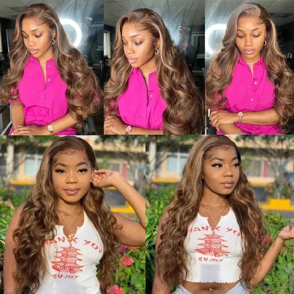 38 40 Inch Highlight Ombre Body Wave Bundles Real Human Hair Colored P4/27 Honey Blonde Brazilian Raw Hair Bundles Extensions