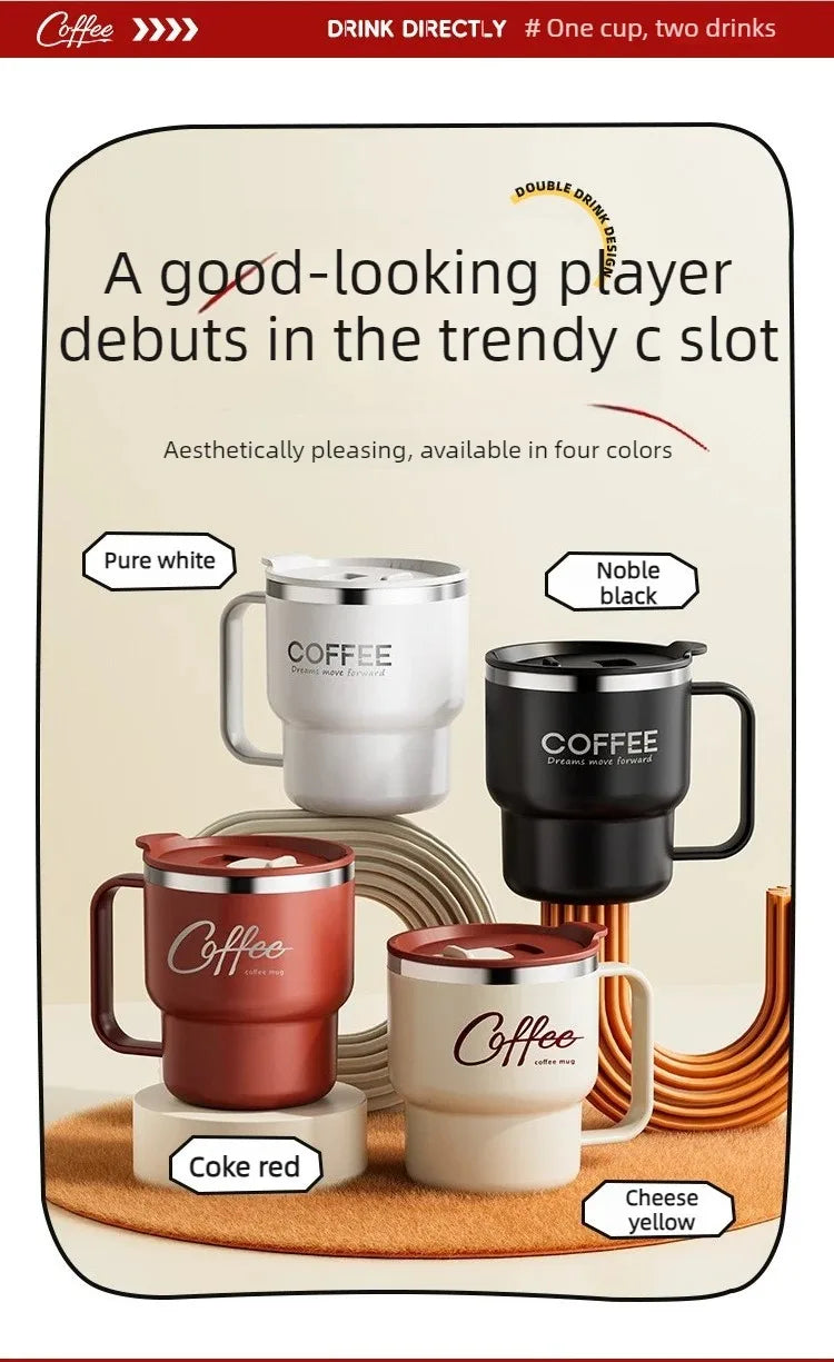 400ML Double Layer Coffee Mug 304 Stainless Steel Sealed Drinking Cup For Cold And Hot Water Insulated Milk Coffee Cup Drinkware
