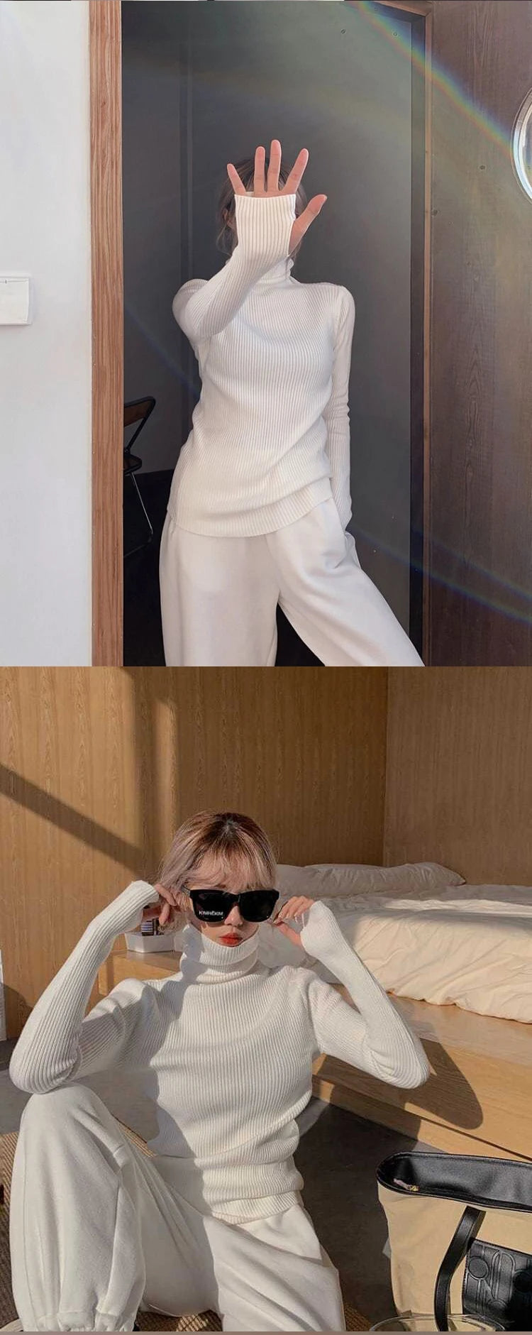 Women's turtleneck knit sweater, warm basic — view 7 of 20