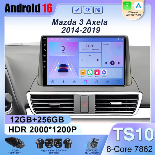 Car Stereo with Apple CarPlay & Android Auto, Compatible with Mazda 3 Axela