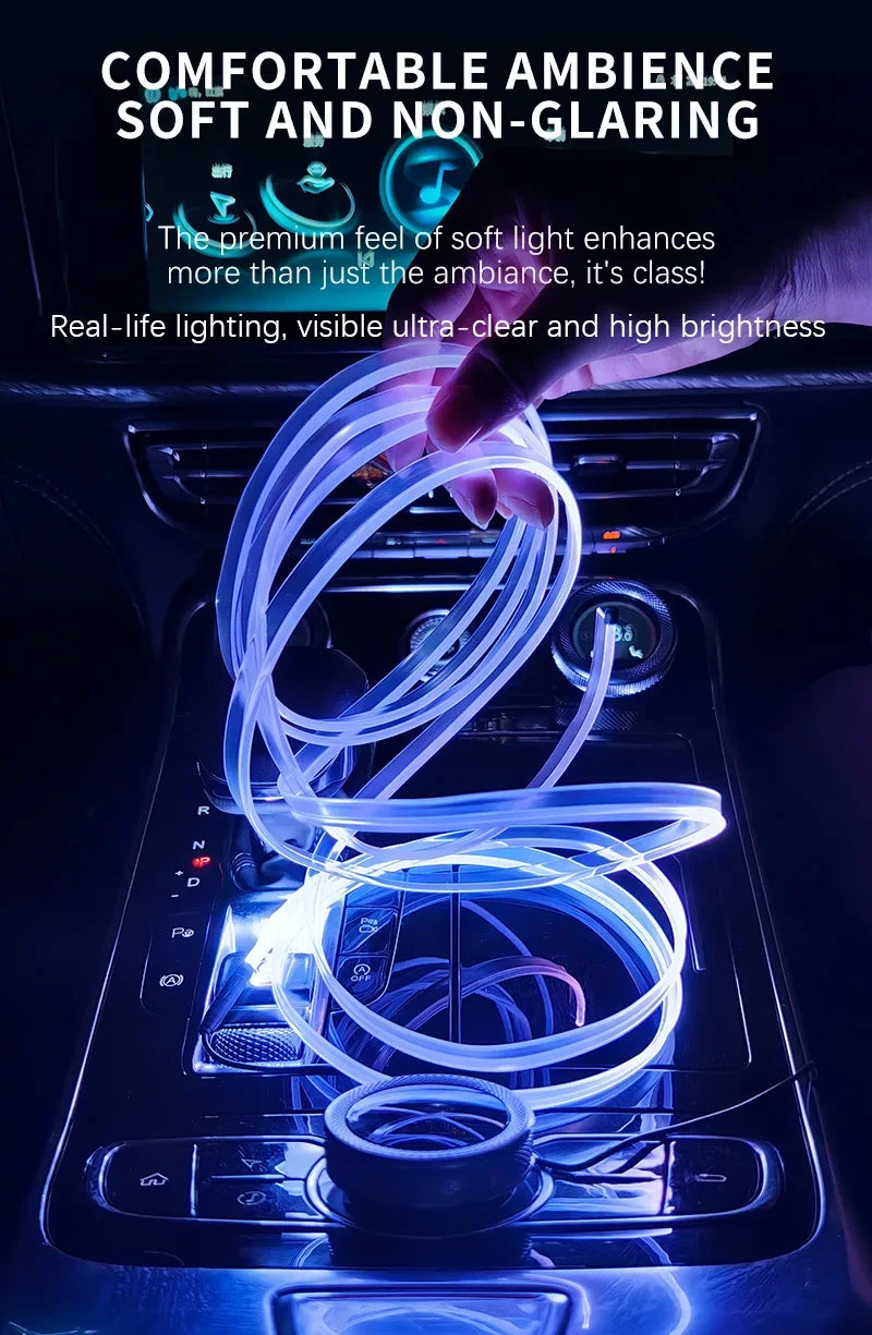 3M Car Interior LED Neon Strip – EL Wire Ambient Light for DIY Auto Atmosphere Decoration 12V