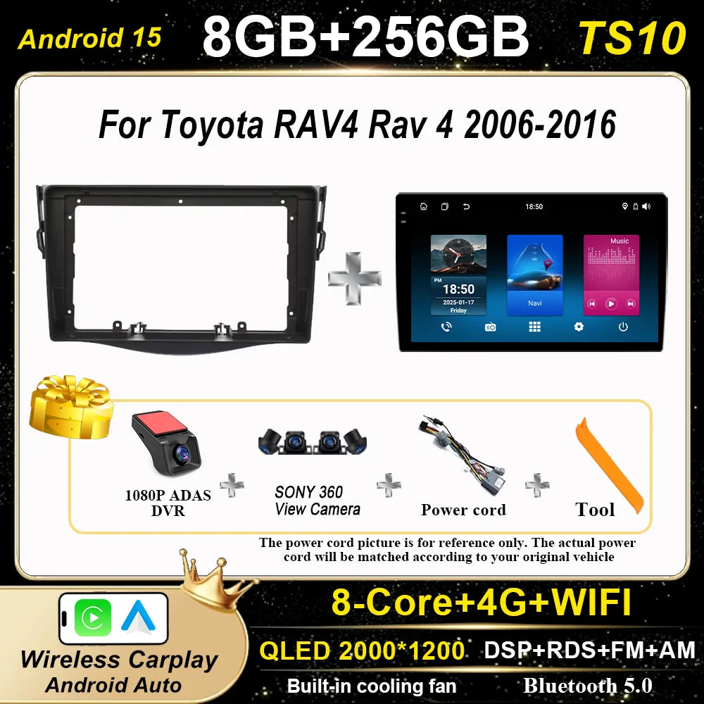 Android Auto Car Radio For Toyota RAV4 Rav 4 2006-2016 Navigation Player Multimedia Carplay Touch Screen 2Din Stereo Head Unit