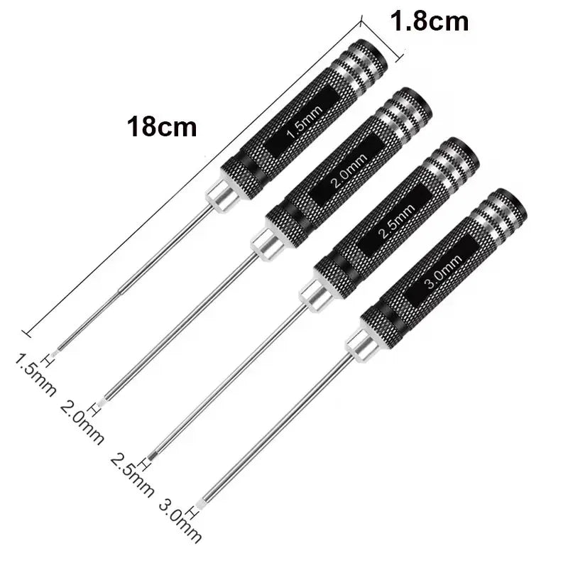 4Pcs 1.5/2/2.5/3.0mm Black Hex Driver Allen Wrench Hand Tool Set RC Car Model Repair Maintenance Tool