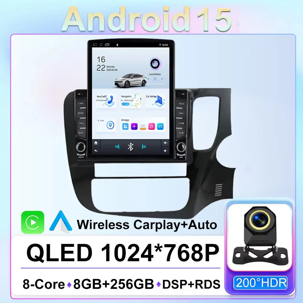 9.7 Android14 For Mitsubishi Outlander 3 XL RHD 2012-2025 Car Radio Car Multimedia Video Player 2Din Carplay Auto Stereo DVD CAM