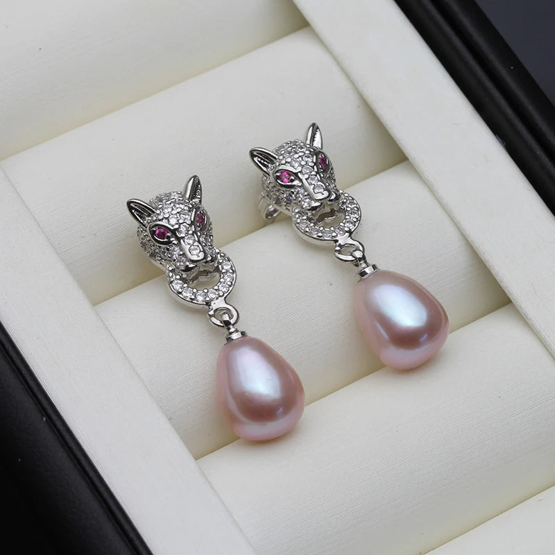 Freshwater Pearl Earrings – 925 Silver Drop Studs, Gift Boxed