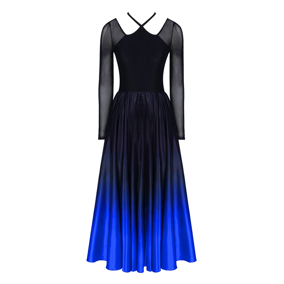 Women's big swing gradient satin dance dress
