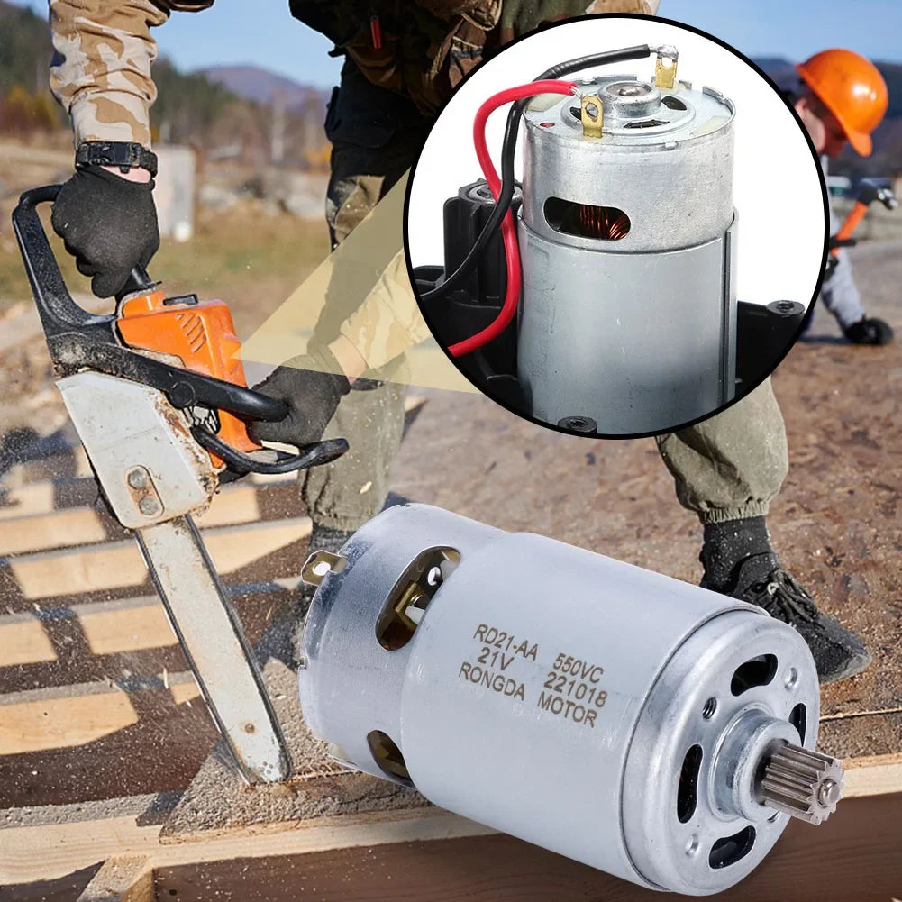 21V Motor Brushed 14 Teeth DC ELectric Motor Suitable for 4/6 inch Cordless Mini Logging Saw Chainsaw Power Tool Accessories