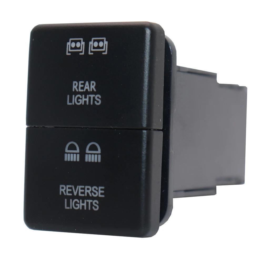 12V Dual Push Button Switch ON-Off Blue/Green Backlit 32.5mm X 22mm for Toyota 4Runner Hilux Prado RAV4, with Connector Wire
