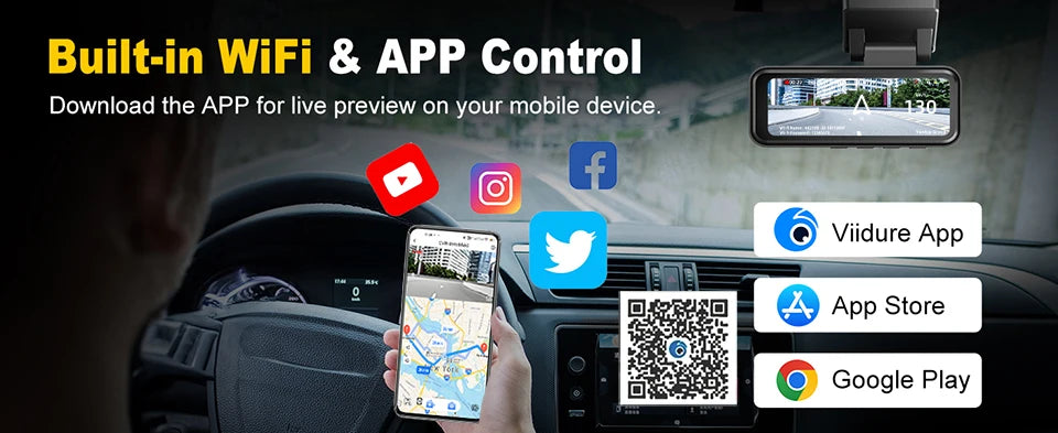 Acceo 4K Dashcam WIFI GPS CAR Video Recorder Dual Lens Support 2.5K Rear Camera Night Vision 24H Parking Monitoring Black Box