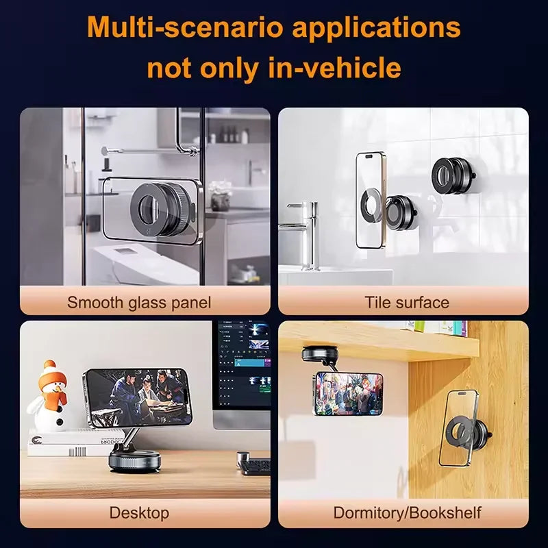 2026 Strong Magnetic Car Phone Holder Foldable Design 360° Adjustable Vacuum Mount For Car/desk/bathroom/universal Use