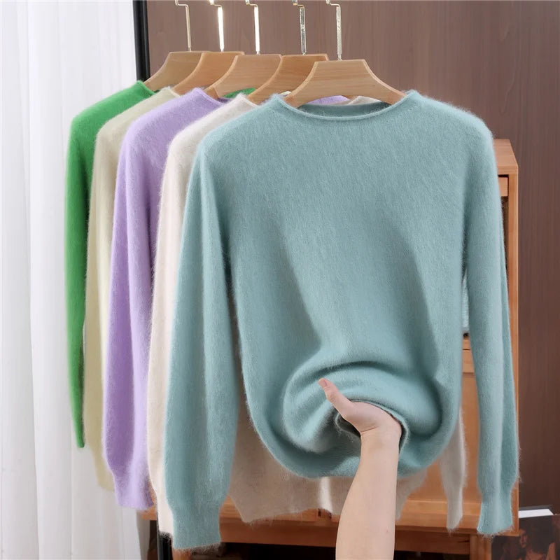 Women's Soft Knit Crew Neck Sweater, Basic Pullover