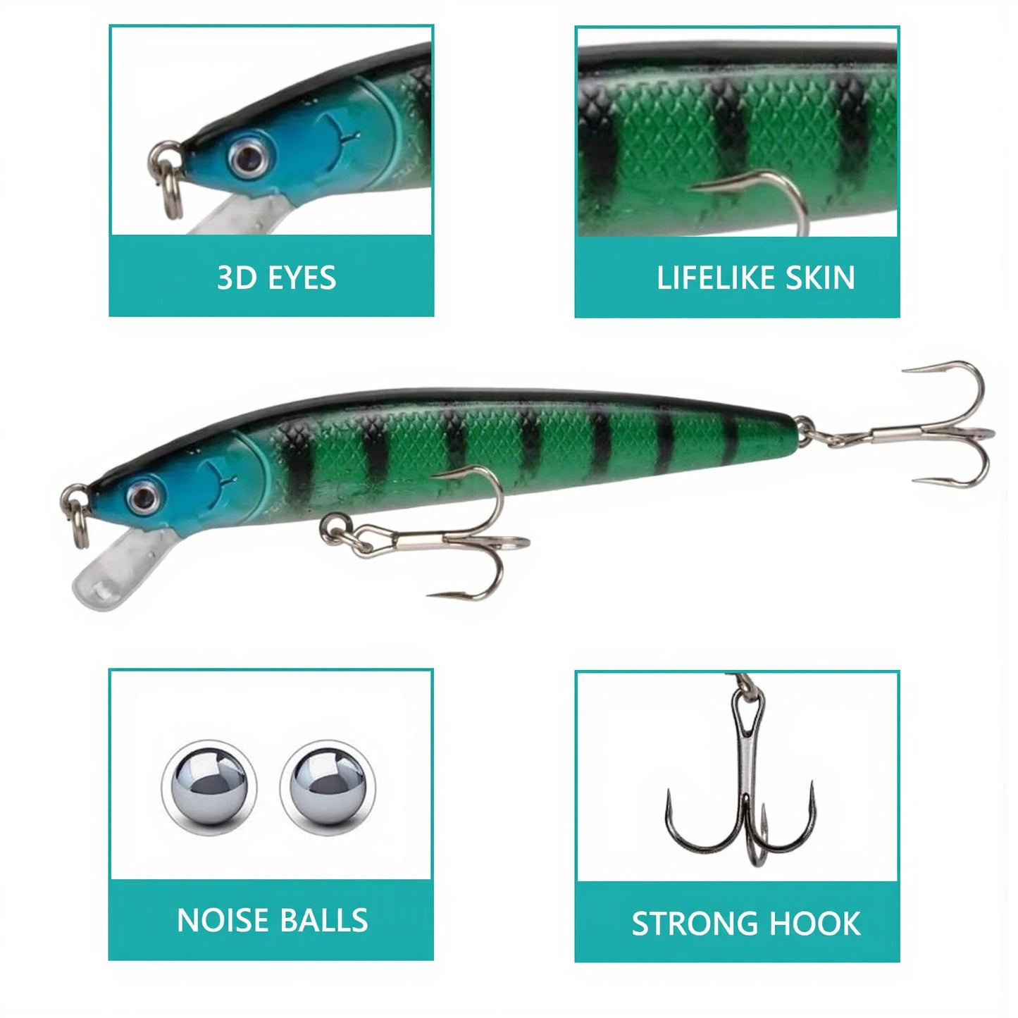 10PCS Long Tail Small Fish Bait 8g11g Floating Hard Bait Artificial Wobbler Crankbait 3D Eye 10 Color Carp Perch Fishing Tackles