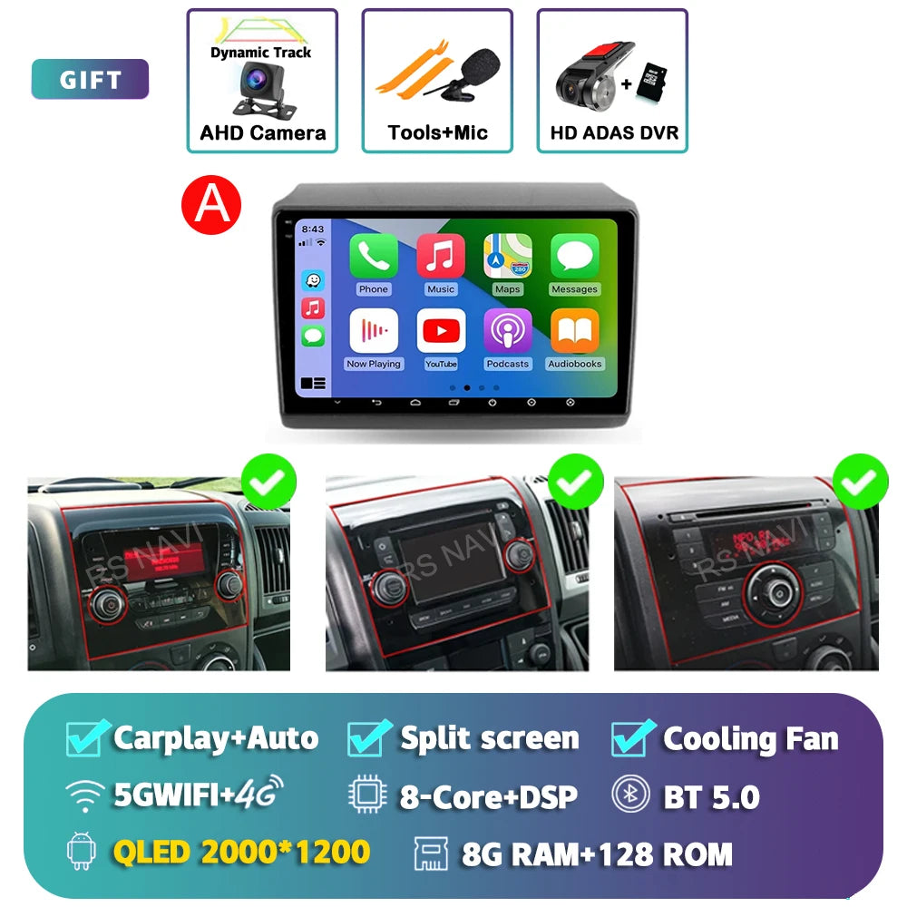 Android 16 For Fiat Ducato Peugeot Boxer Citroen Jumper 2006-2022 2K QLED Android Car Radio Multimedia stereo Player GPS CarPlay