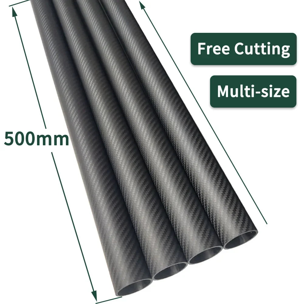 2pcs Length 500mm Carbon Fiber Tube High Composite Hardness Material 3K Twill Matte OD4-30mm Pipes For Plant Protection Aircraft
