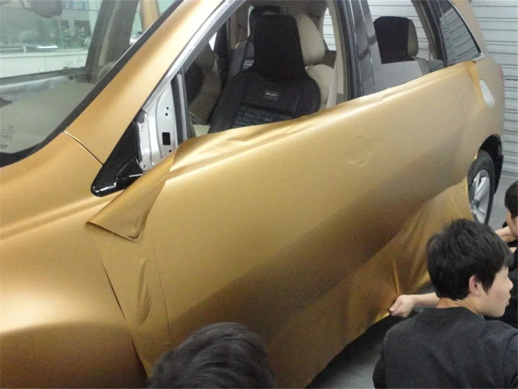 Gold Matte Vinyl Wrap Film for Car Motorcycle Waterproof DIY Sticker for Auto Hood and Exterior