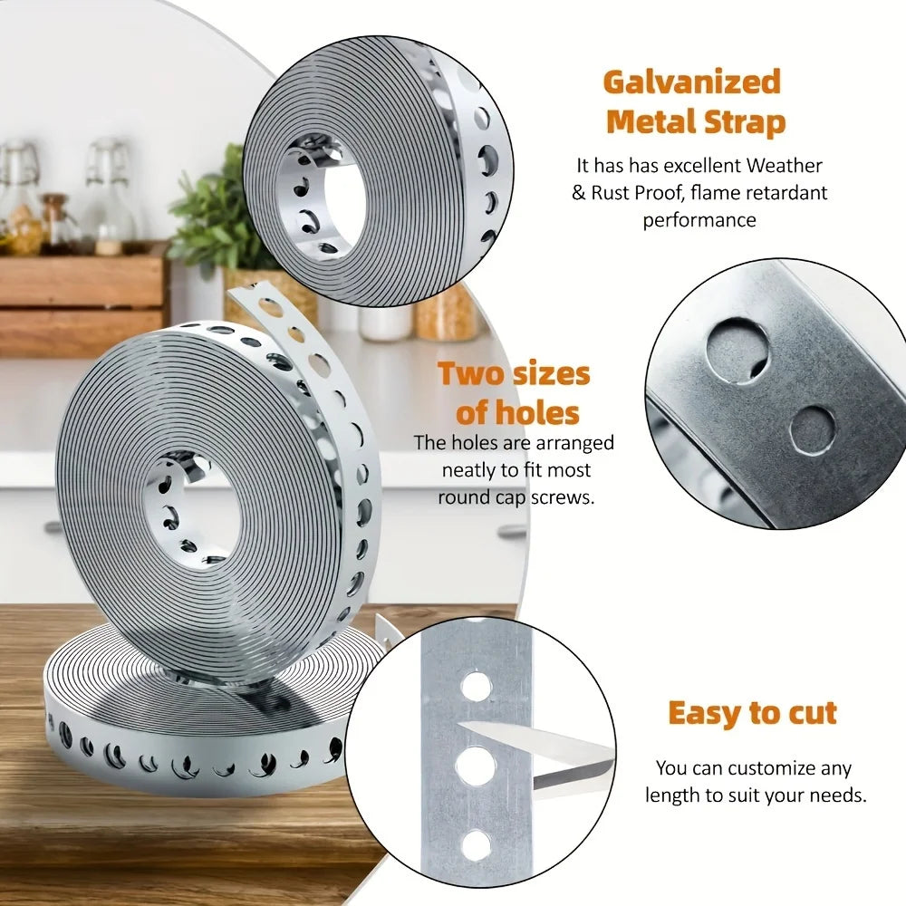 Pre-Punched Metal Fixing Band Roll for Pipe and Duct Support - view 3
