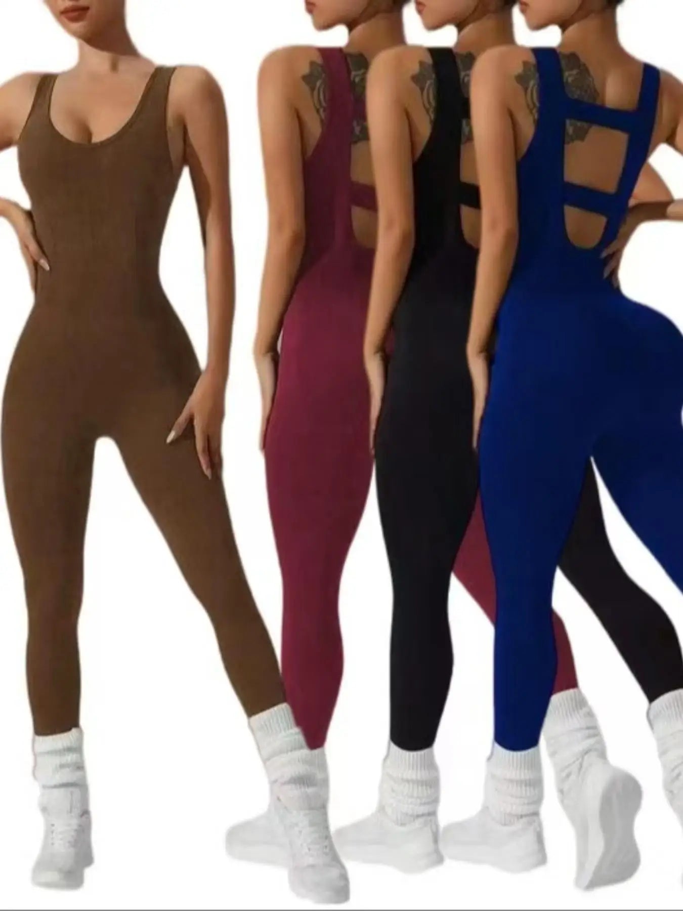 Women's Hollow-Back Vest Jumpsuit — Yoga & Running Bodysuit