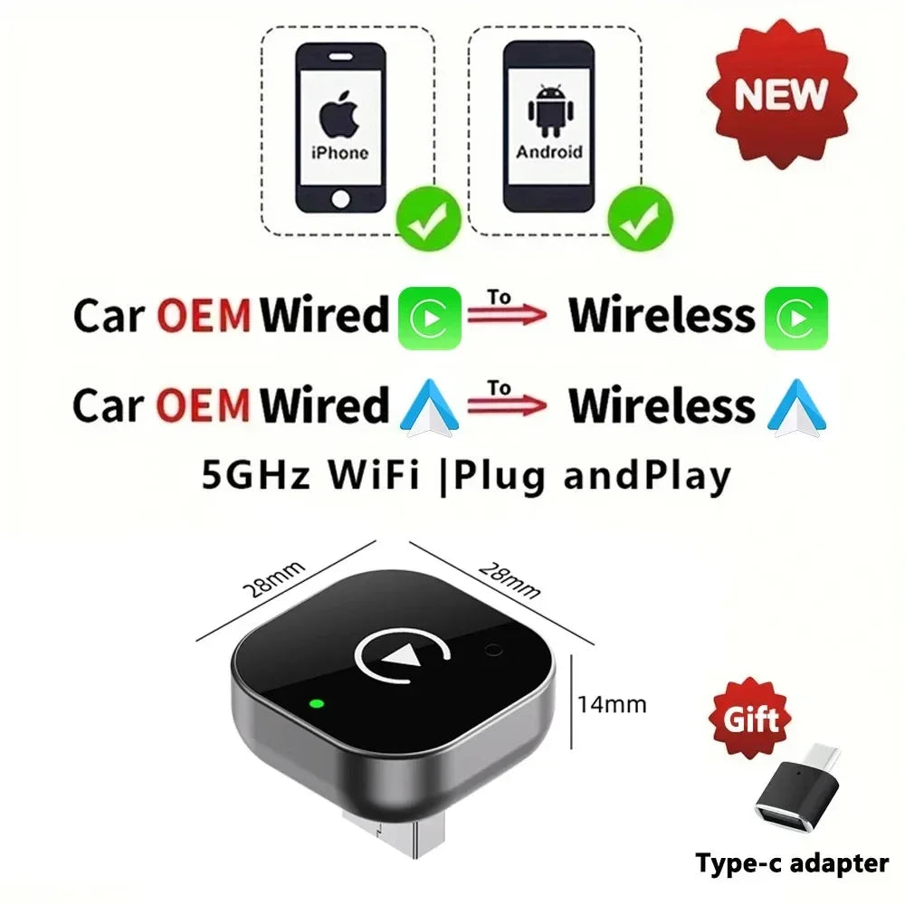 Qzonnect 2026 New Wireless CarPlay & Android Auto Adapter | Wireless Dongle – Ultra-Compact | For Factory-Wired CarPlay AA
