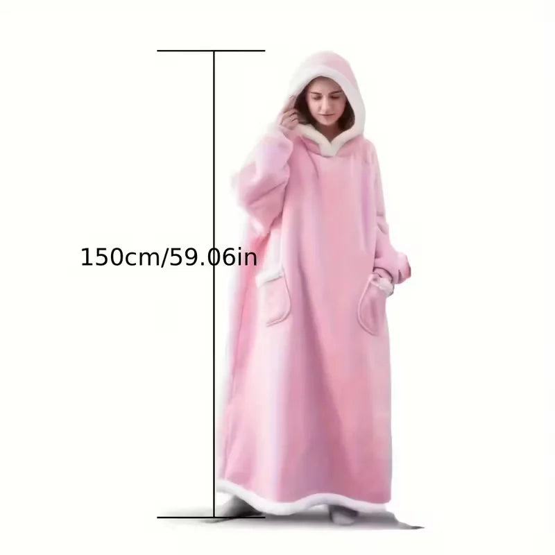 Extra Long Flannel Blanket Hoodie with Sleeves - Giant Wearable Blanket - photo 10