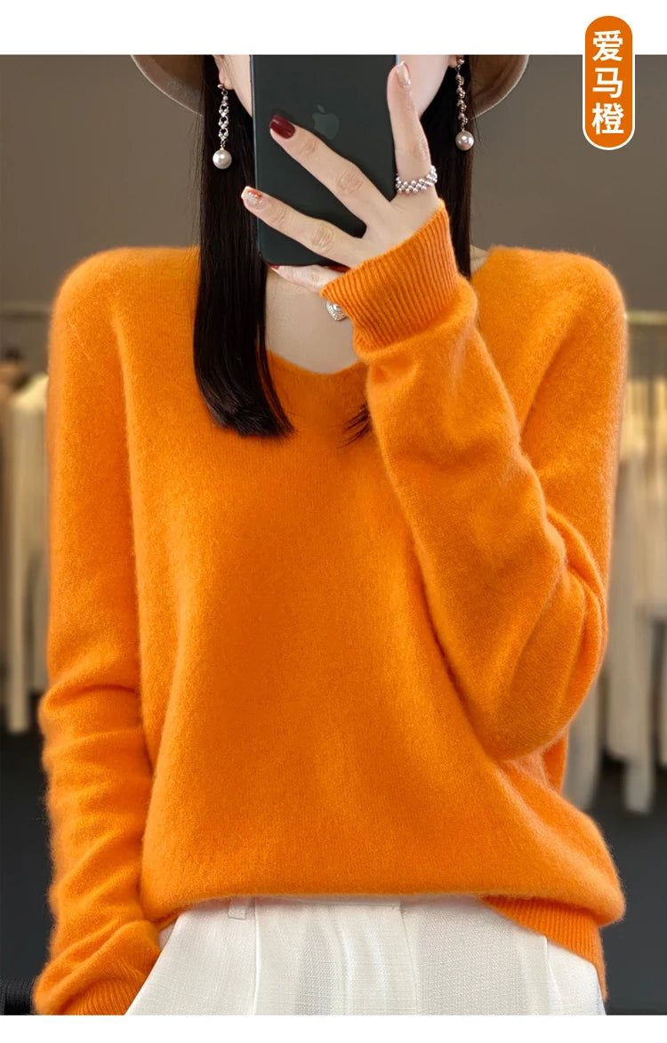 Women's Merino Wool V-Neck Sweater