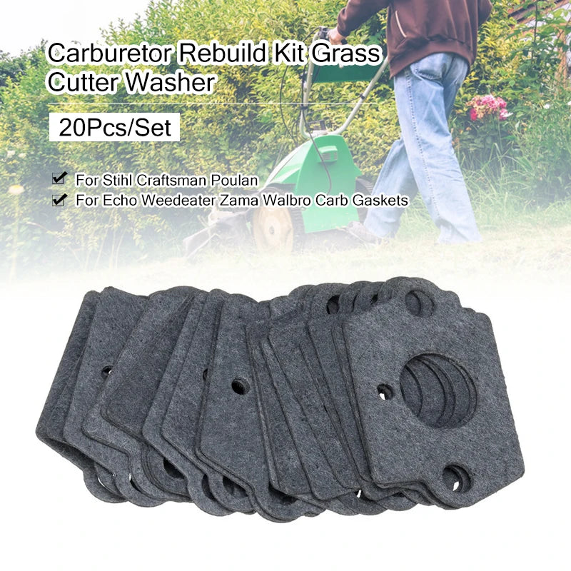 20PCS Carburetor Rebuild  Grass Cutter Washer For Stihl Craftsman Poulan For Echo Weedeater Zama Walbro Carb Gaskets replacepart