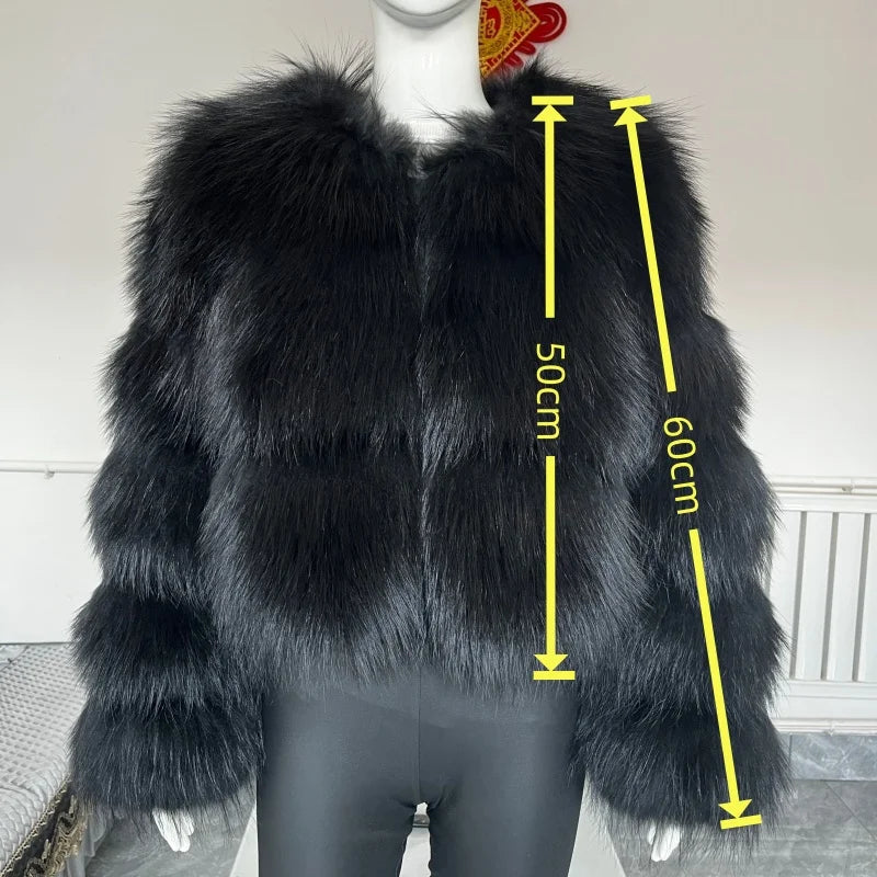 Women's Hooded Raccoon Fur Coat, Turn-Down Collar