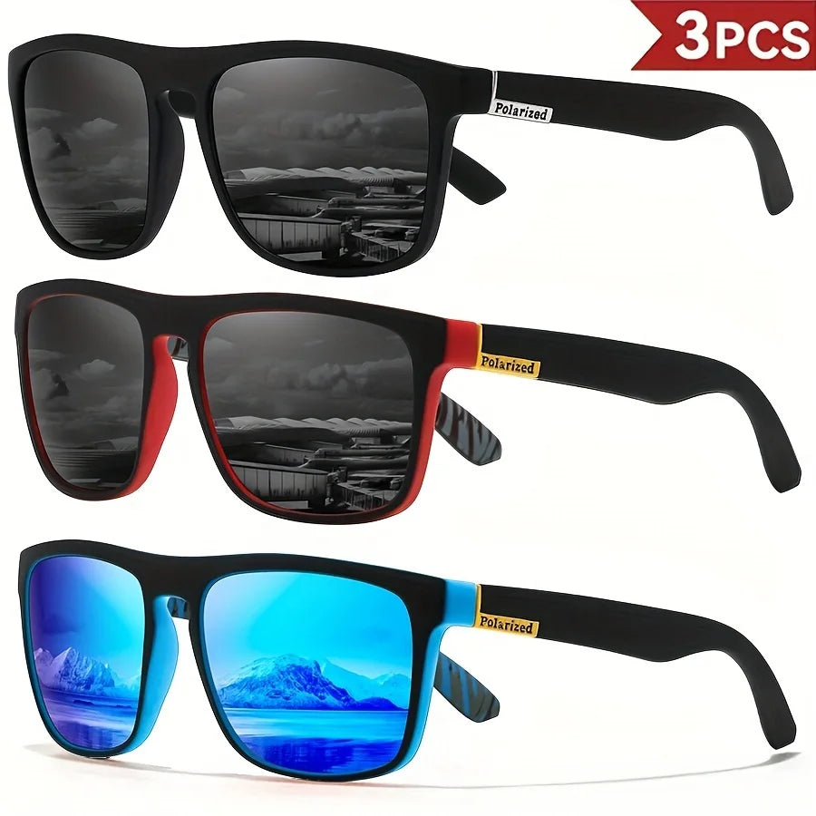 Men's Square Polarized Sport Sunglasses — UV400 Multi-Pack