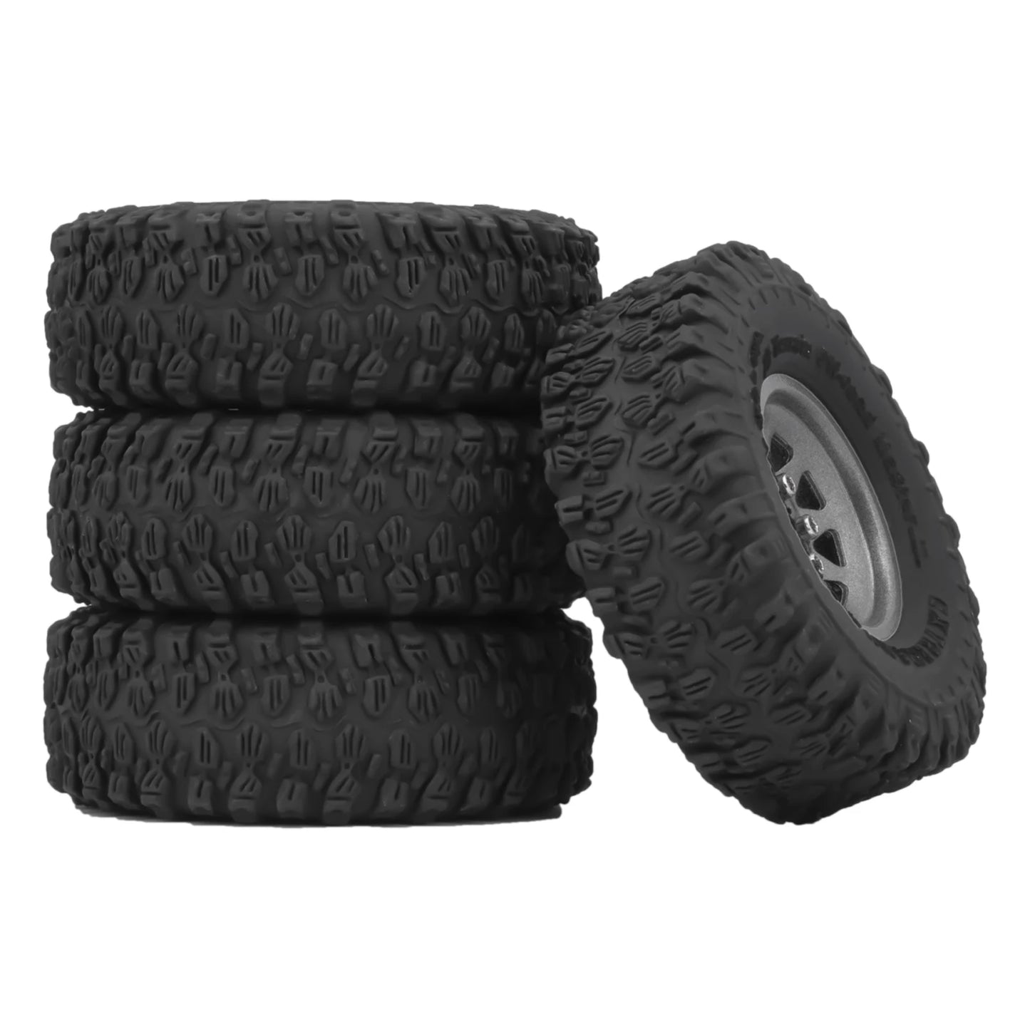 RCXAZ 1.0" Beadlock Wheel Rims 52*19mm Tires Set for 1/18 1/24 RC Crawler Car Axial SCX24 FMS FCX24 TRX4M (W1004-T1014)
