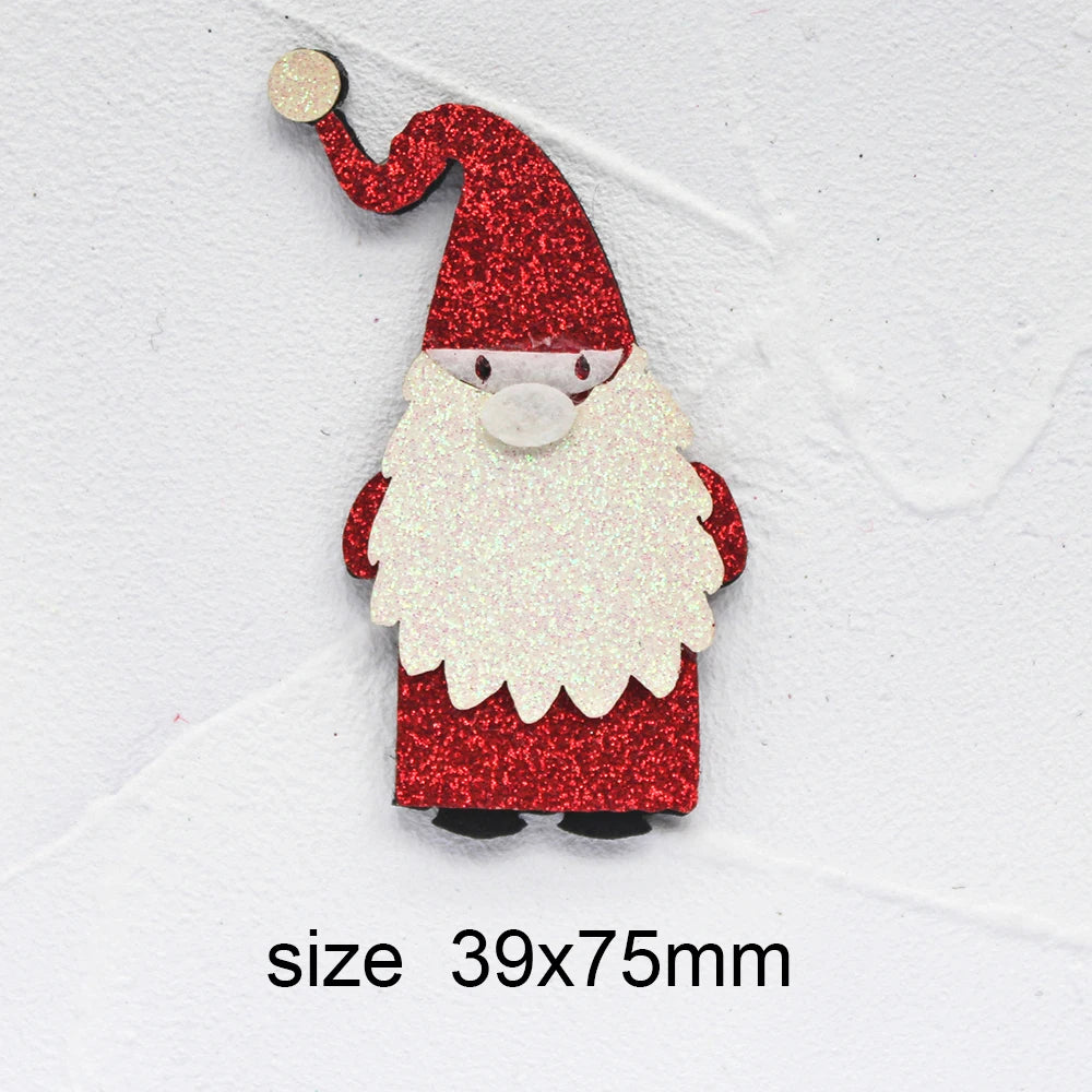 10pcs Glitter Padded Applique Reindeer with Red Nose  for DIY Christmas Hair Clips Bow Accessories Felts Supply Party Decor