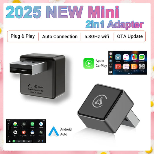 Wireless CarPlay & Android Auto Adapter, Compatible with Toyota, Volvo, Fiat, Kia, Ford & Jeep