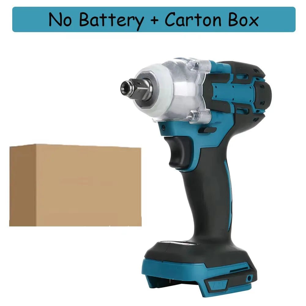 1/2 inch 520NM Brushless Cordless Electric Impact Wrench Power Tools Compatible 18V Battery Wrench with Toolbox Set