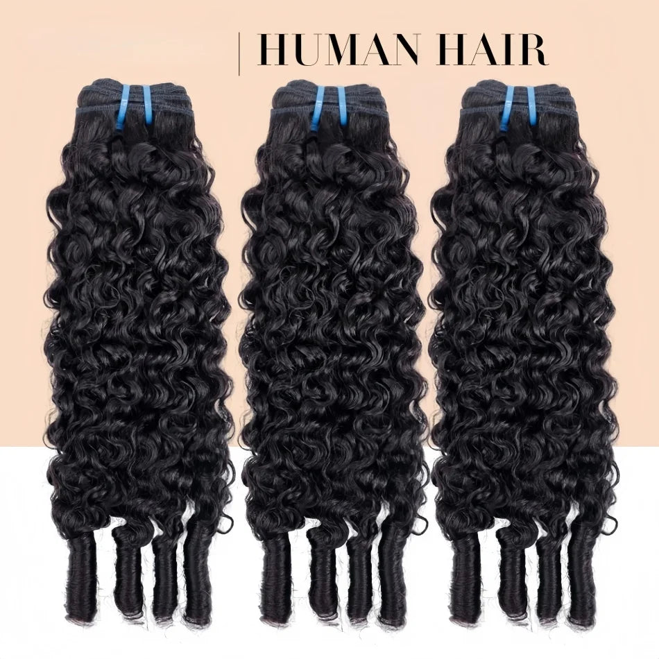 12A Burmese Curly Human Hair Bundles Water Wave Bundles Virgin Weave Human Hair Extensions Curly Ends 1/3/4 Pcs Black 30 40 Inch