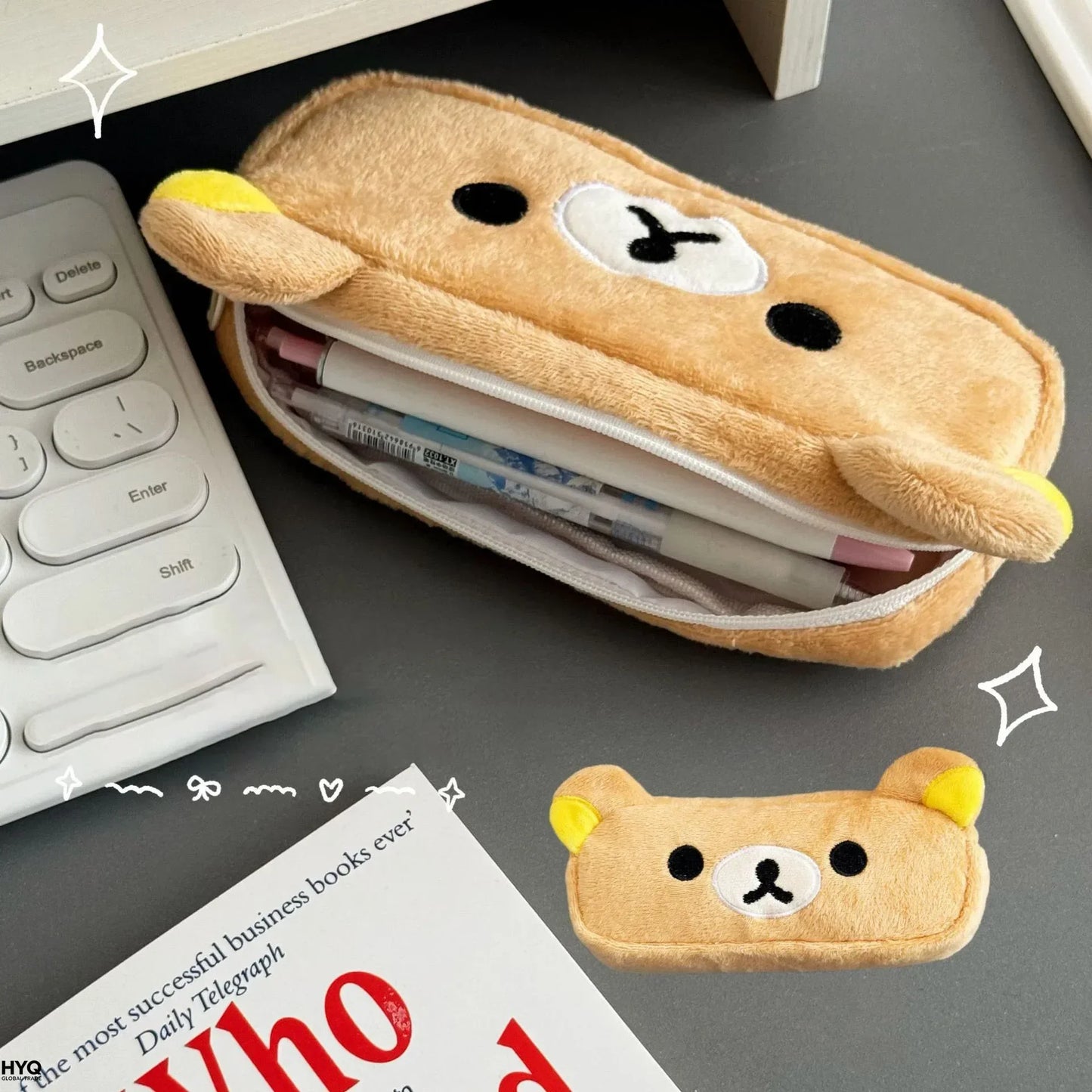 Cute Cartoon Bear Pencil Cases For Kids Girls Kawaii Rilakkuma Pencil Pouch Organizer Pen Bag School Stationeries Gifts Ins