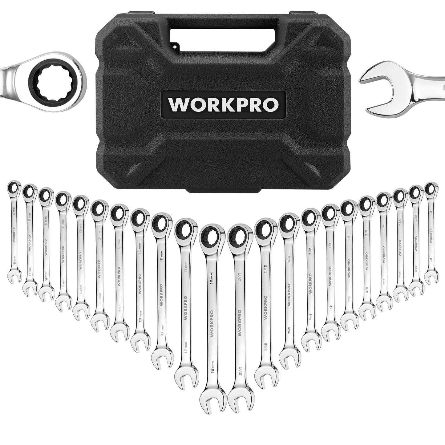 WORKPRO 21-Piece Ratcheting Wrench Set for Auto & Home Repairs