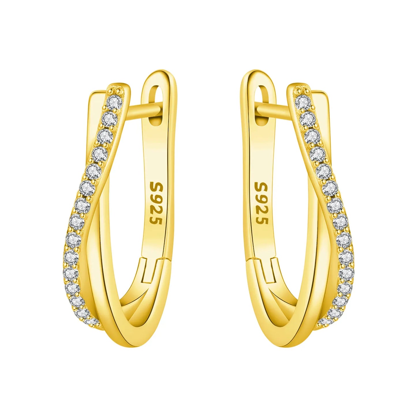 Original 2026 S925 Sterling Silver Zircon 18K Gold Lining Vintage Hoop Earrings for Women Birthday Party Wedding Gift Jewellery