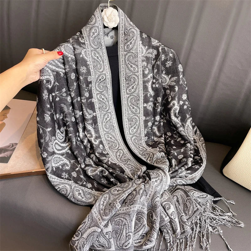 Women's Printed Pashmina Shawl, Soft Winter Scarf