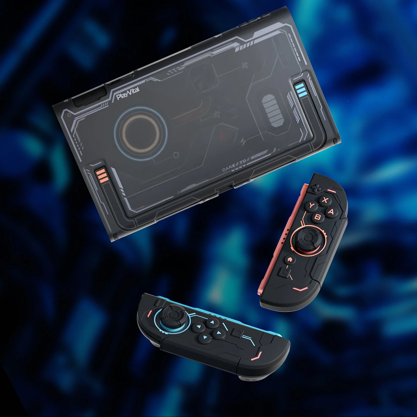 PlayVital Protective Case for Nintendo Switch 2, Stellar Mecha Ergonomic Anti-slip Silicone Grip Cover, Dockable Hard Case Shell