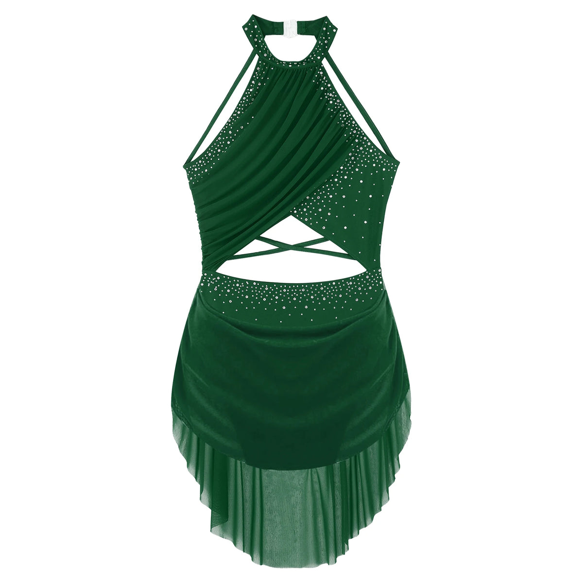 Women's ballet tutu dress with rhinestone mesh