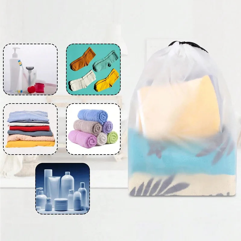 5/10PCS Shoe Storage Drawstring Bags Waterproof Travel Cosmetic Bag Sundries Towel Storage Bags Portable Transparent Plastic Bag