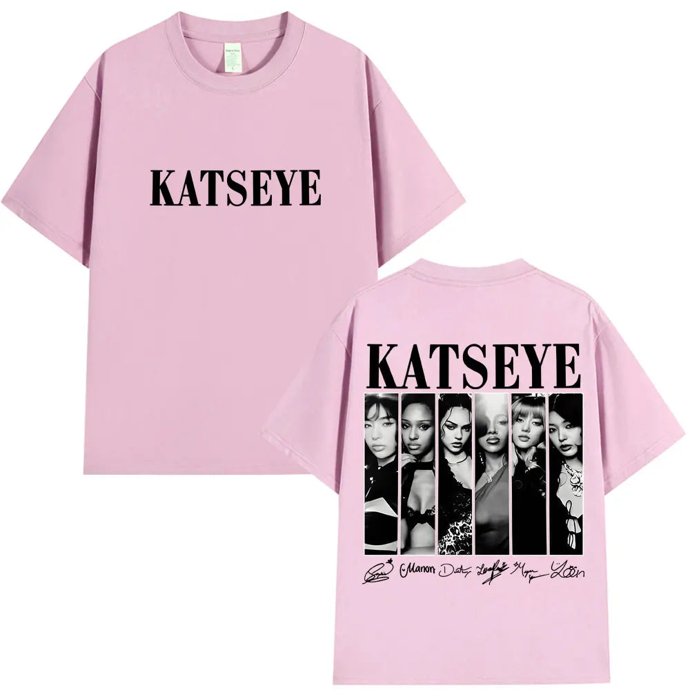 Vintage Korean Style Katseye Graphic T Shirts Kpop Fashion Men Women Popular T-shirt Streetwear Fashion Statement Shirt harajuku