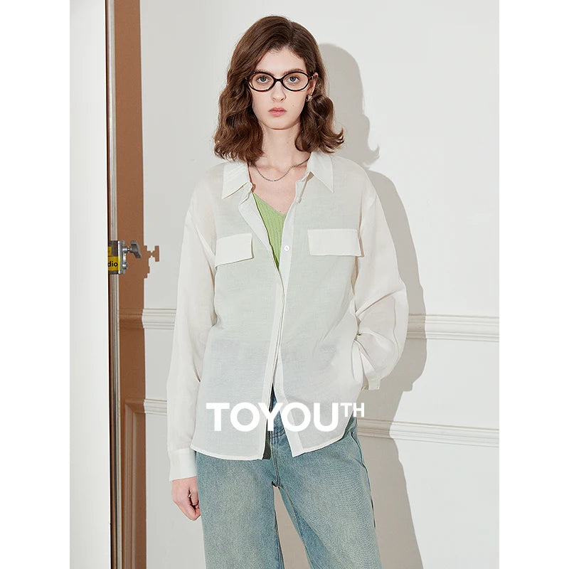 TOYOUTH Women Blouse Shirt 2025 Spring New Shirt 8512008