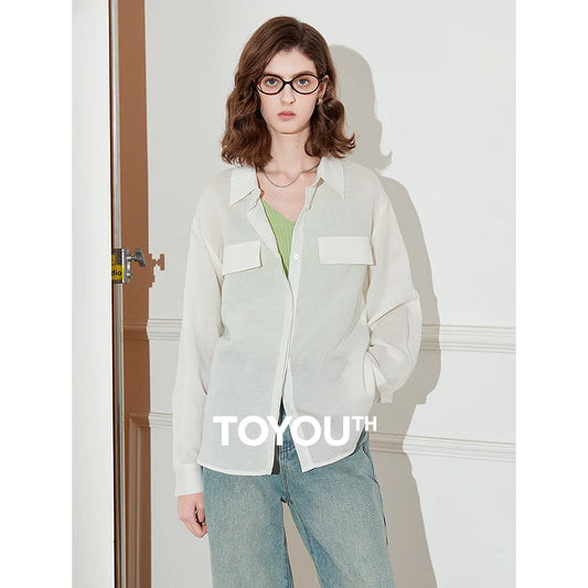 Women's Turn-Down Collar Spring Blouse - Classic Shirt