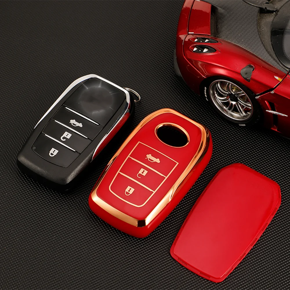 TPU Gold Edge Key Case Cover for Toyota Chr Rav4 Auris Avensis Prius Aygo Camry Corolla Land Cruiser 200 Prado Crown Shell Fob