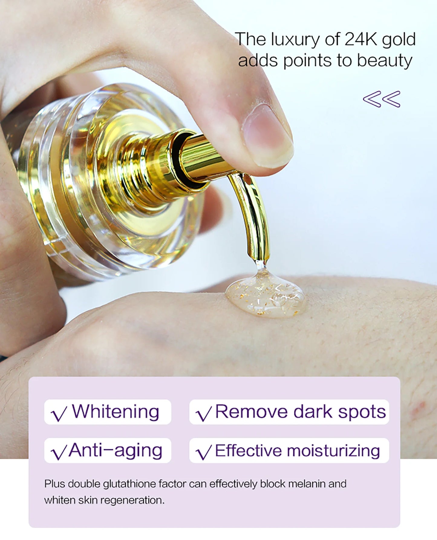 AILKE Skin Lightening Serum for Face and Body, with Double Glutathione, Day And Night Brightening Serum, Support Private Label
