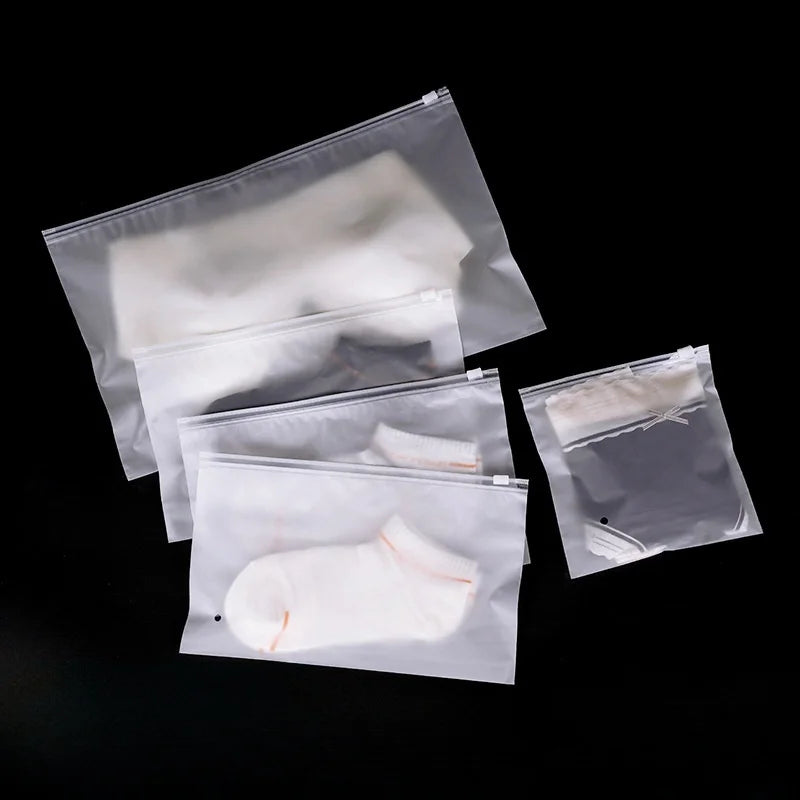 StoBag Frosted Matte Plastic Clothing Packaging Zipper Bag Zippered Shipping Sealed Underwear Socks Storage Reusable Pouch