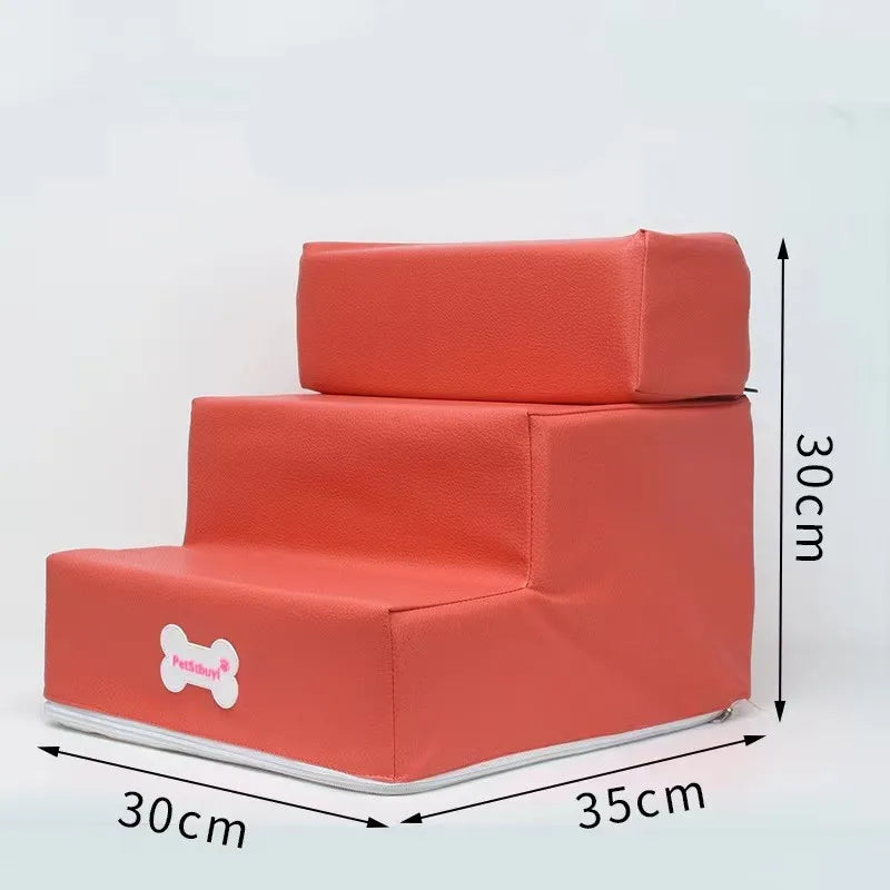 Hot Dog House-Style 3-Step Pet Stairs - Anti-Slip