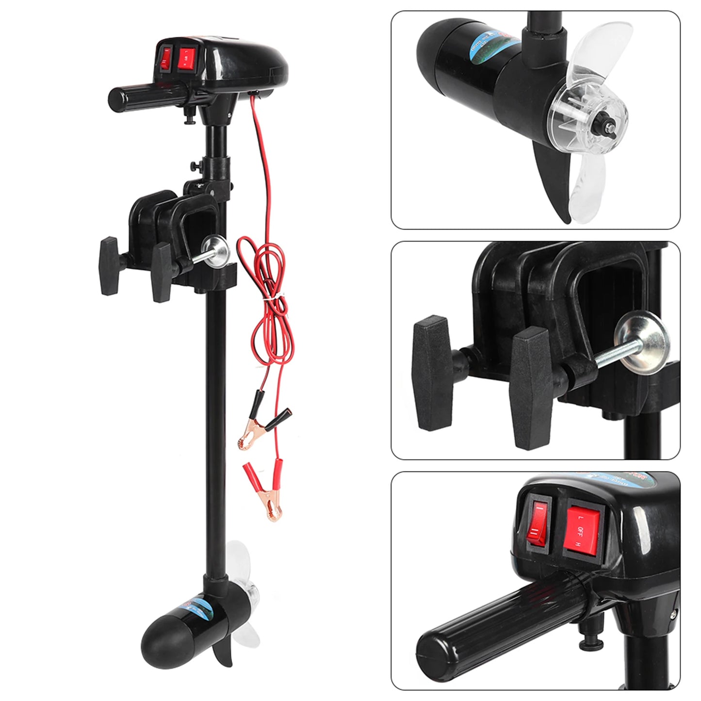 12V 18lbs Brushed Multi‑Gear Electric Mount Trolling Motor with Propeller for Inflatable Boat Boat Engine Mount Trolling Motor