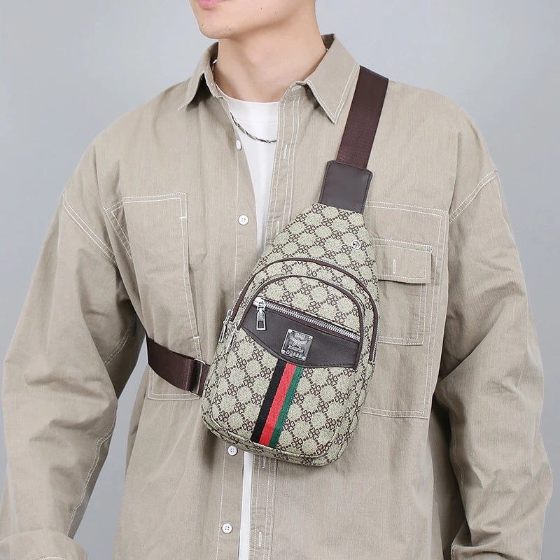 Men's Multifunction Messenger Bag Shoulder Cloth Chest Bags Crossbody Casual Handbag with Earphone Hole